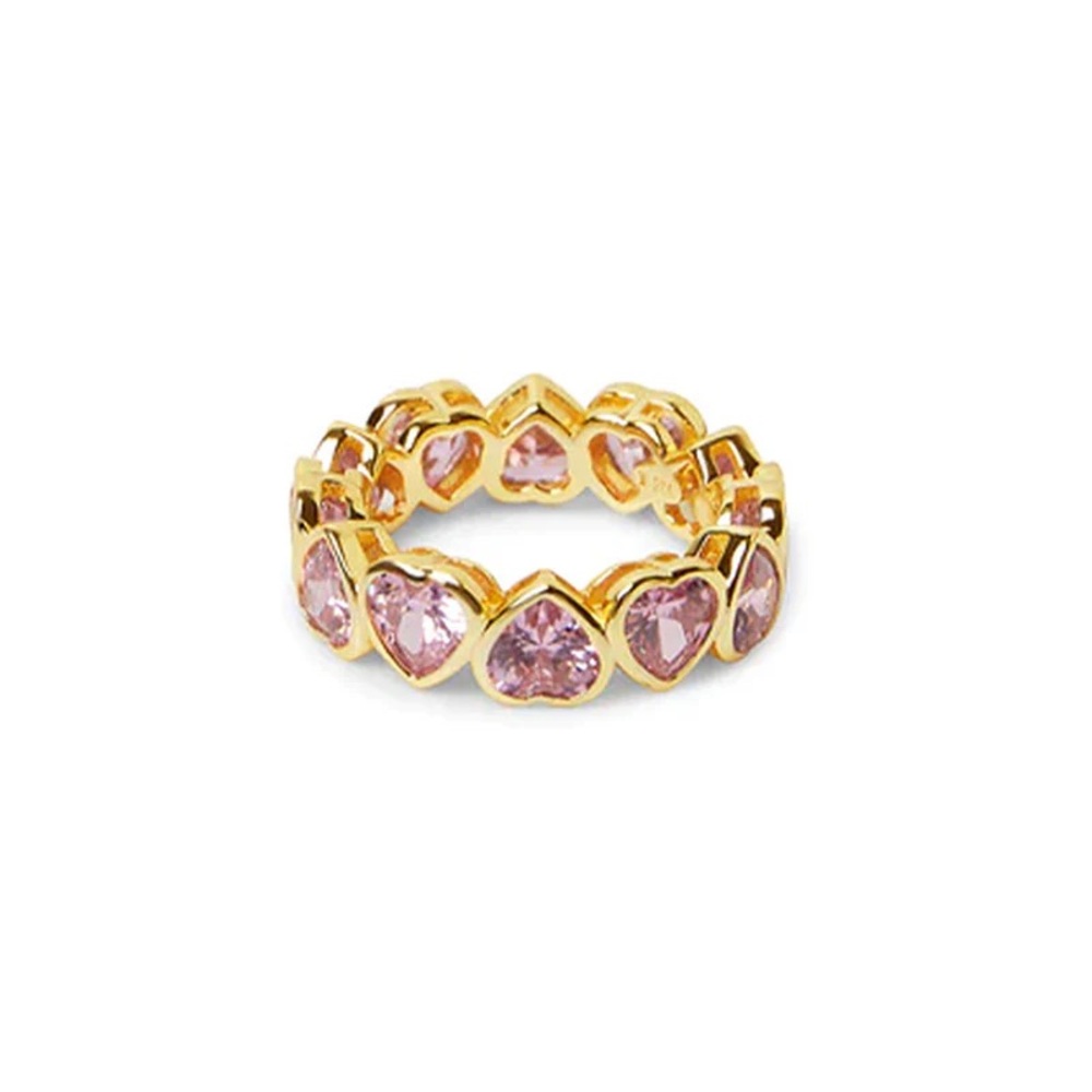 Pink Heart Eternity Band ring - size 6